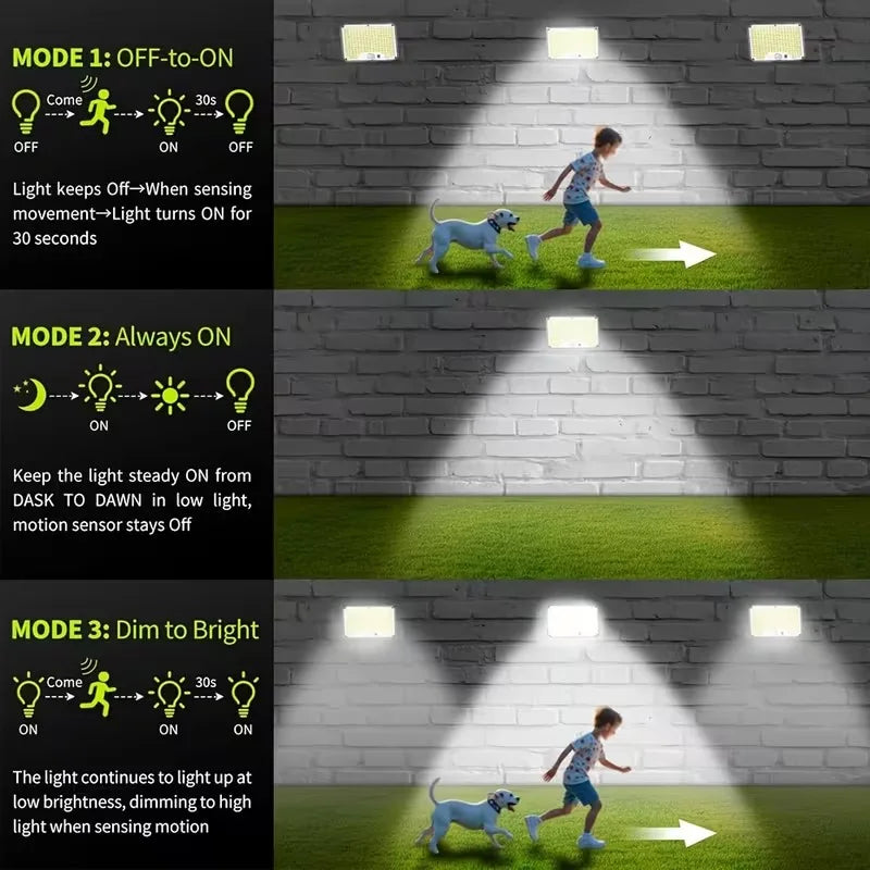 Split Solar Flood Lights Outdoor Waterproof, 226LED Motion Activated Solar Wall Lamp for Patio, Garage, Backyard, Garden