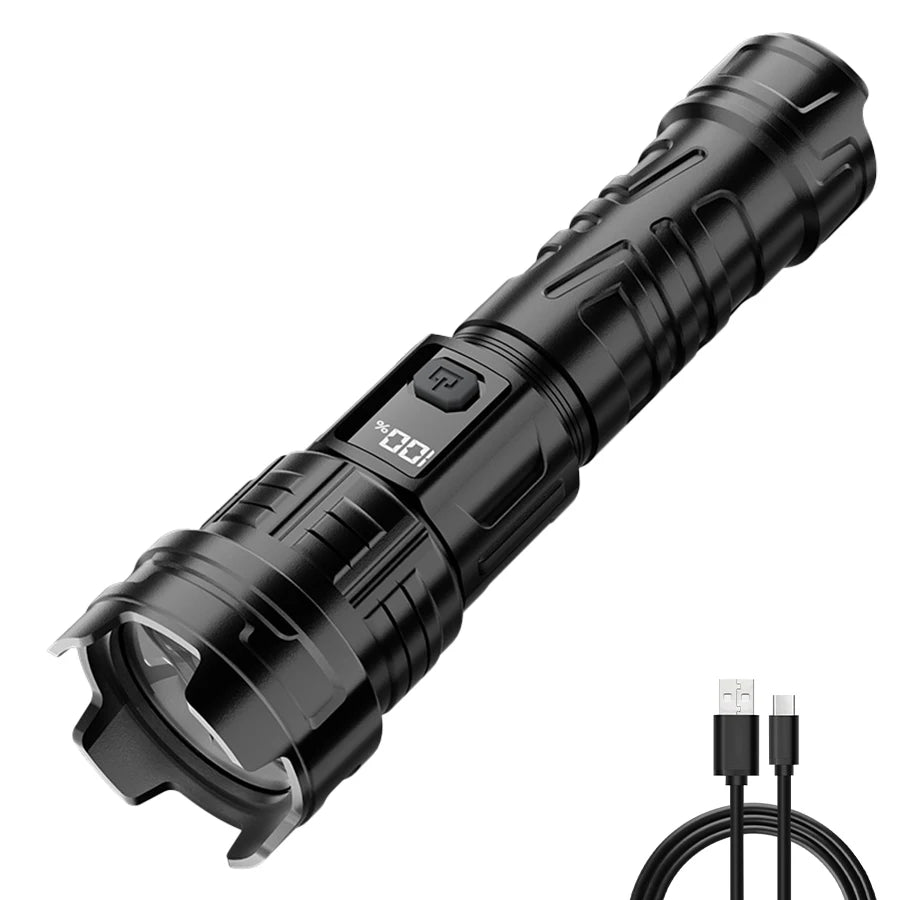 Powerful SL-301 LED Flashlight Battery Display USB Rechargeable LampTelescopic Zoom Torch Light Outdoor Camping Flash Light
