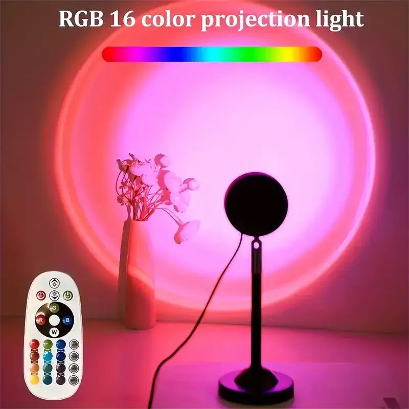 USB LED Projector Night Light RGB Sunset Atmosphere Night Light, with Remote Control, Used for Room Decoration Photography