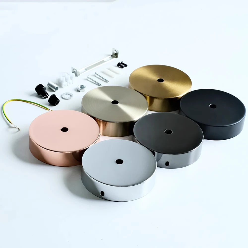 Black White Silver Bronze Ceiling Plate Wall Sconce Mount DIY Light Fittings Lamp Base Vintage Pendant Lamp 10cm Disc Base