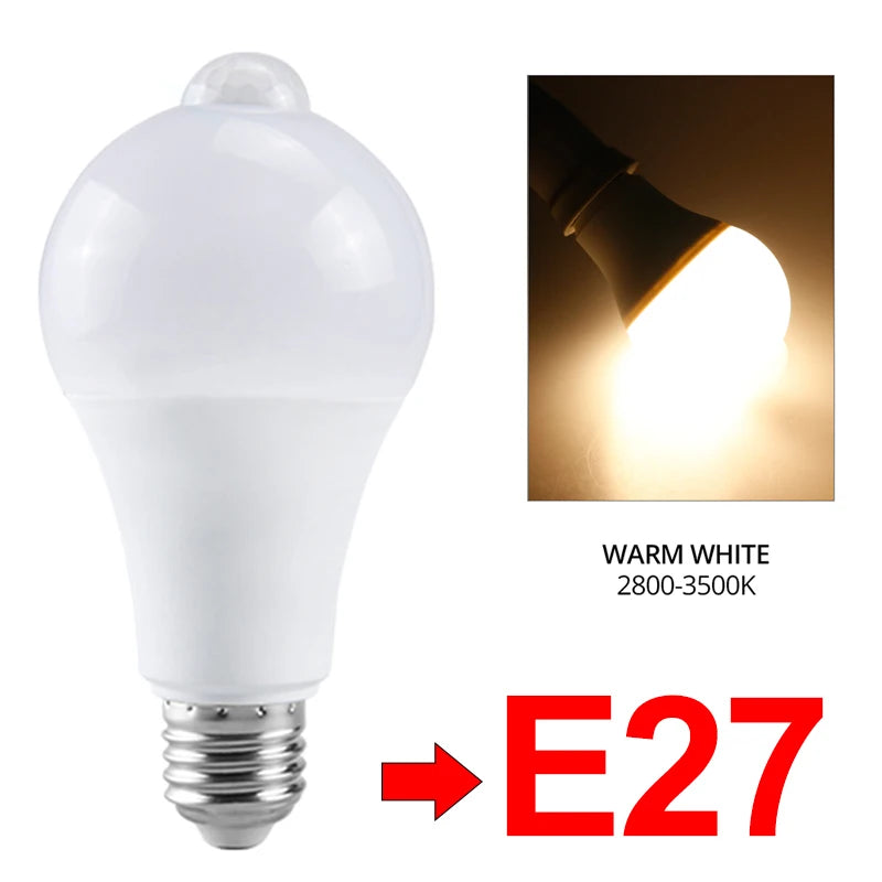 Motion Sensor LED Bulb E27 LED Lamp B22 PIR Sensor Light Bulbs Auto ON/OFF Night Light For Porch Stairs Garage Security Lights