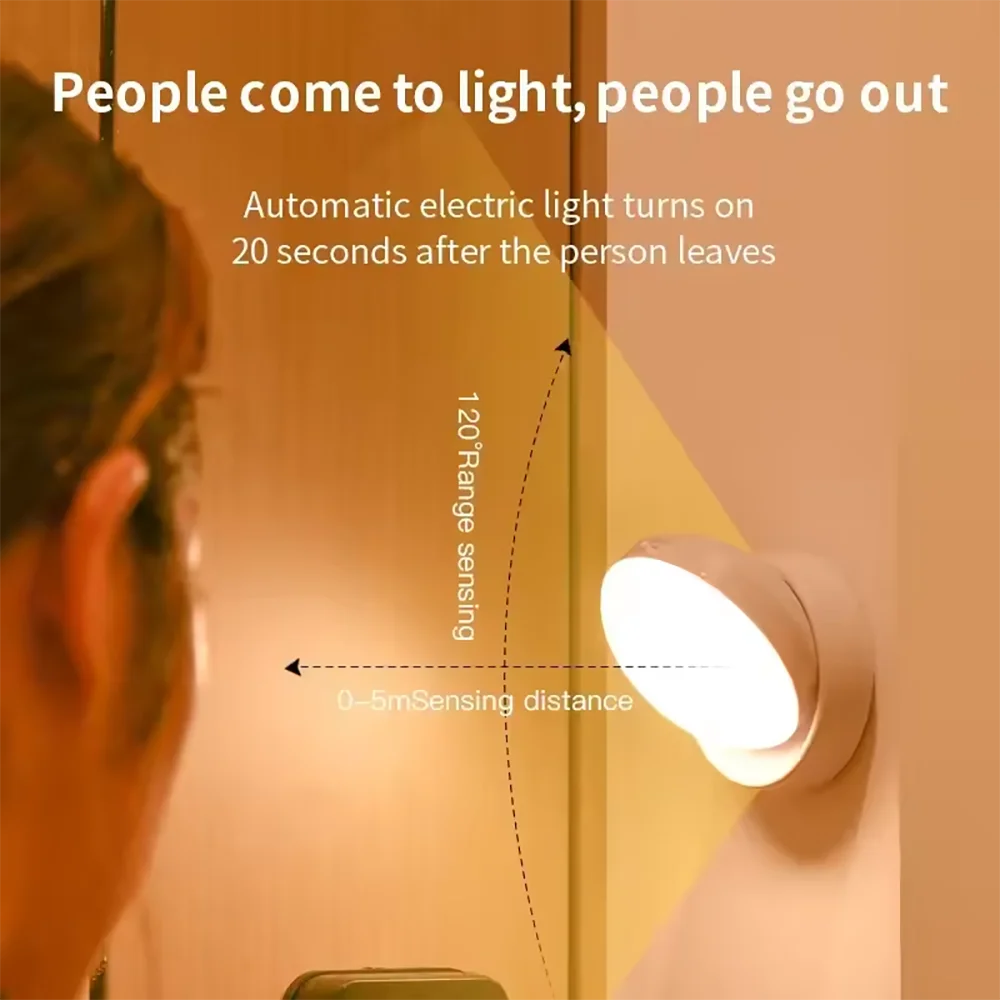 Night Light Motion Sensor Light Rechargeable Wireless LED Lighting 360 Rotating Magnetic For Room Bedside Table Cabinet lighting