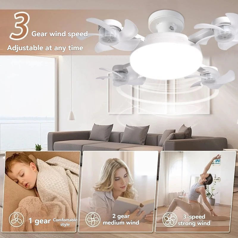 Nordic Screw Socket Ceiling Fan Light E27 Modern Fan Lamp for Dining Room LivingRoom High Wind Power Household Cooling Fan Light
