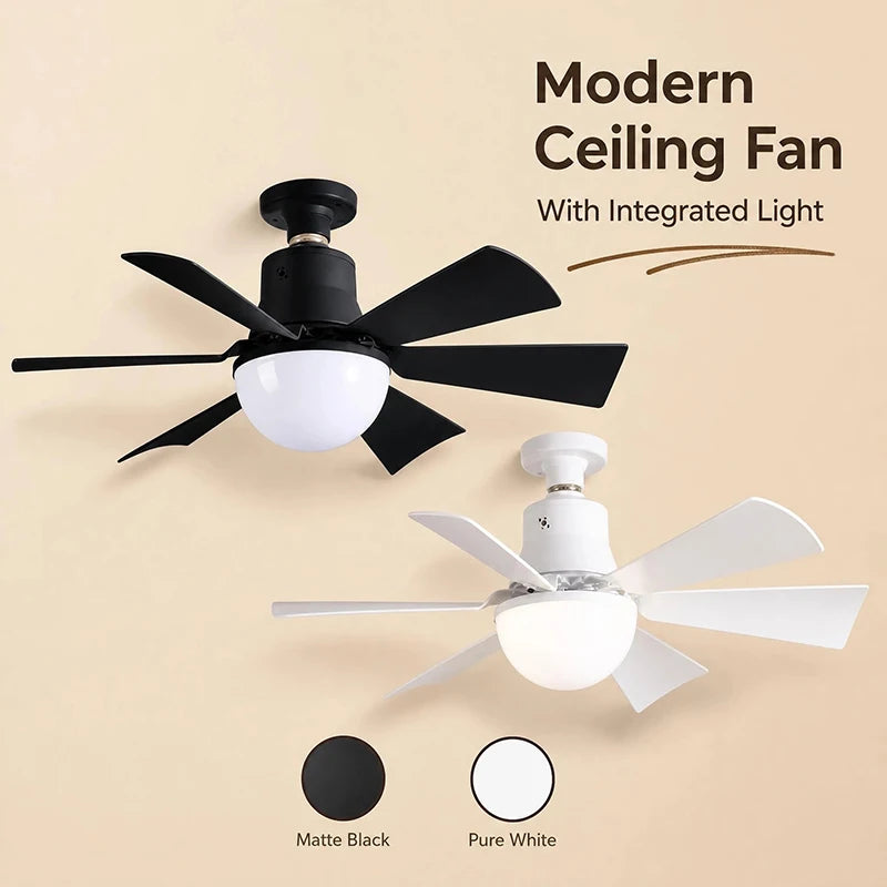 40CM E27 Ceiling Fan Lights with Remote Control Dimming LED Fan Light Black/White Style Cordless Light Socket Fan for Kitchen Bedroom Small Room