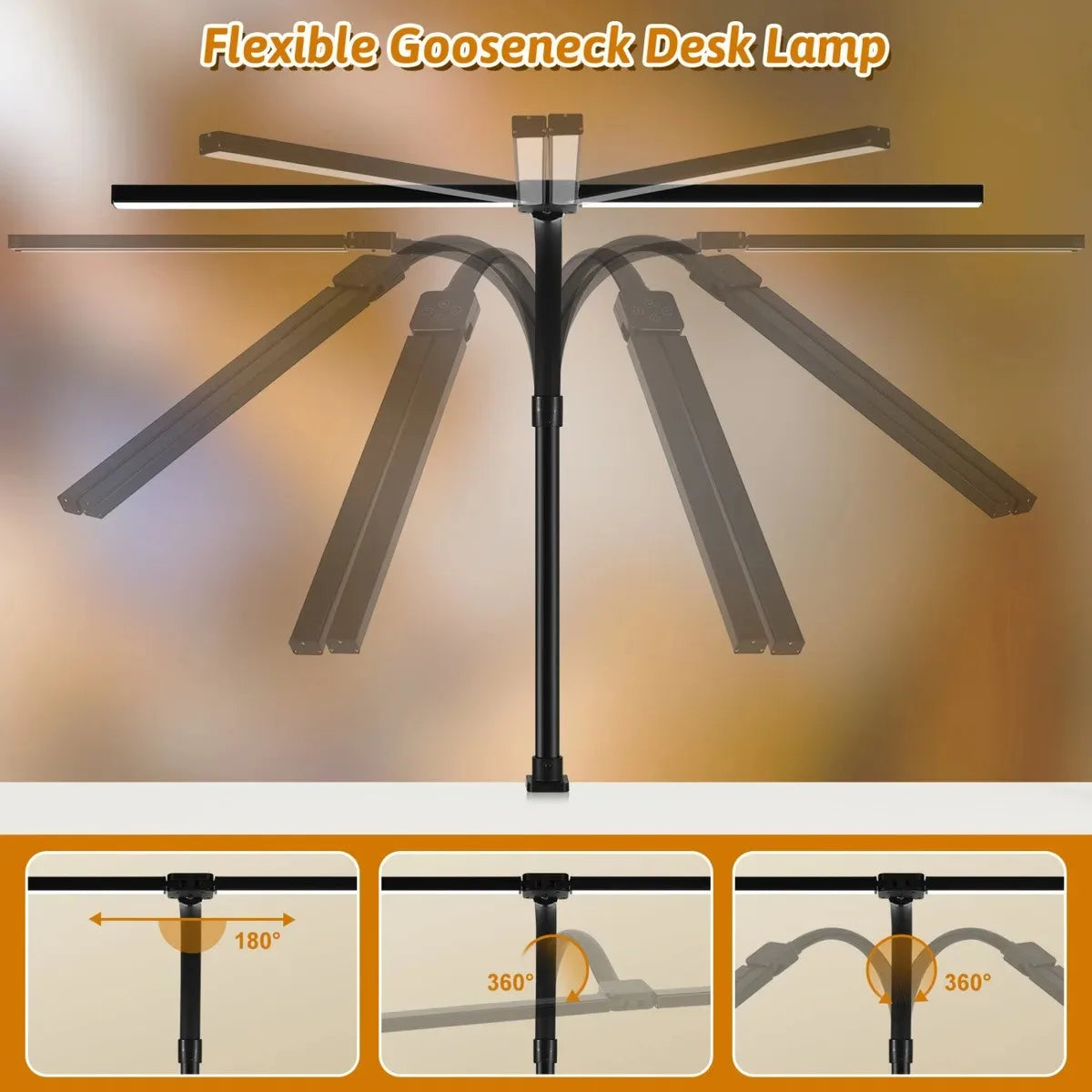LED Desk Lamp Double/Single Head Architect Desk Lamps Office Eye-Caring Desk Light Stepless Dimmable Adjustable Gooseneck Lamp