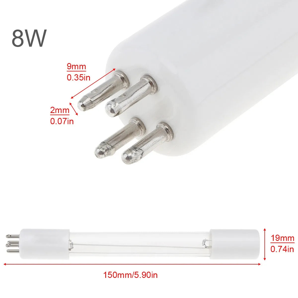 G10q 8W 14W 15W 17W 41V UV Lamp Light with Straight Pipe Type and Single Ended 4 Needle for Air Equipment