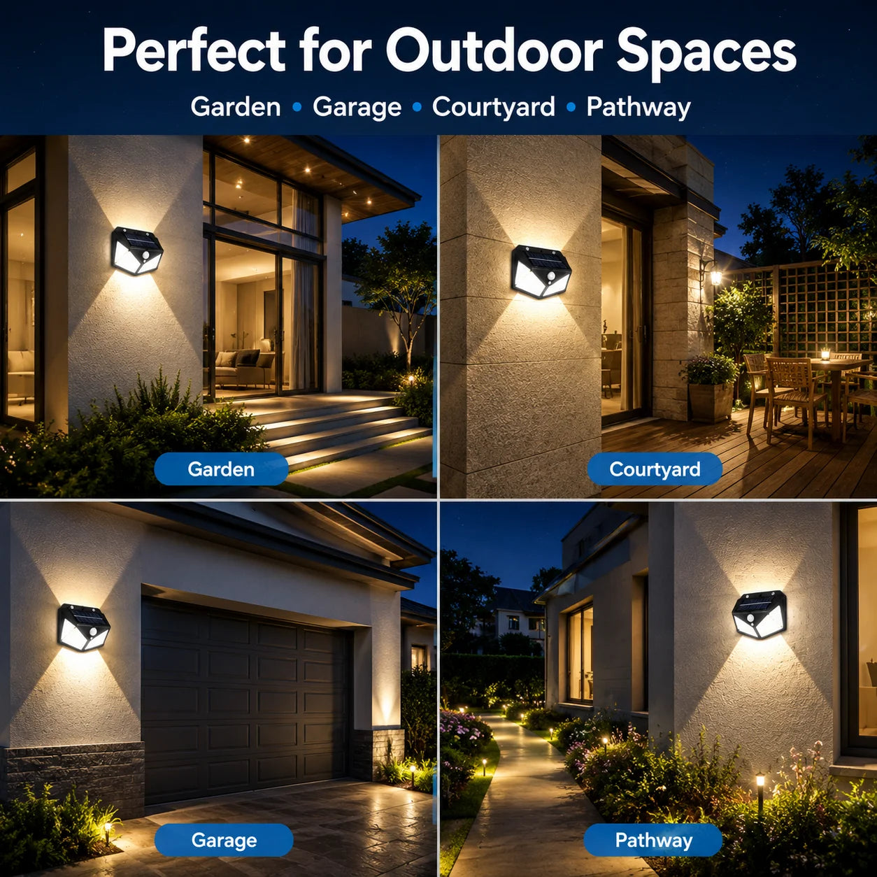 100 LED Solar Motion Sensor Wall Light IP65 Waterproof Outdoor Security Lamp for Garden Yard Fence Pathway