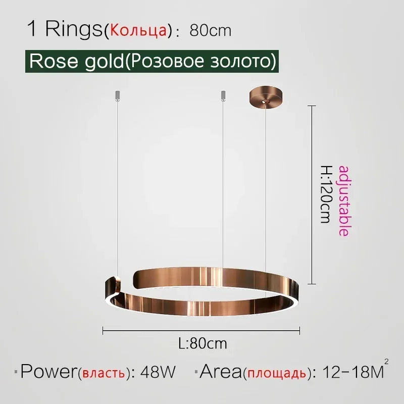 Modern Art Circle Rings Ceiling Chandeliers Hanging Pendant Led Lighting for Living Room Staircase Hotel Decor Suspension Lustre
