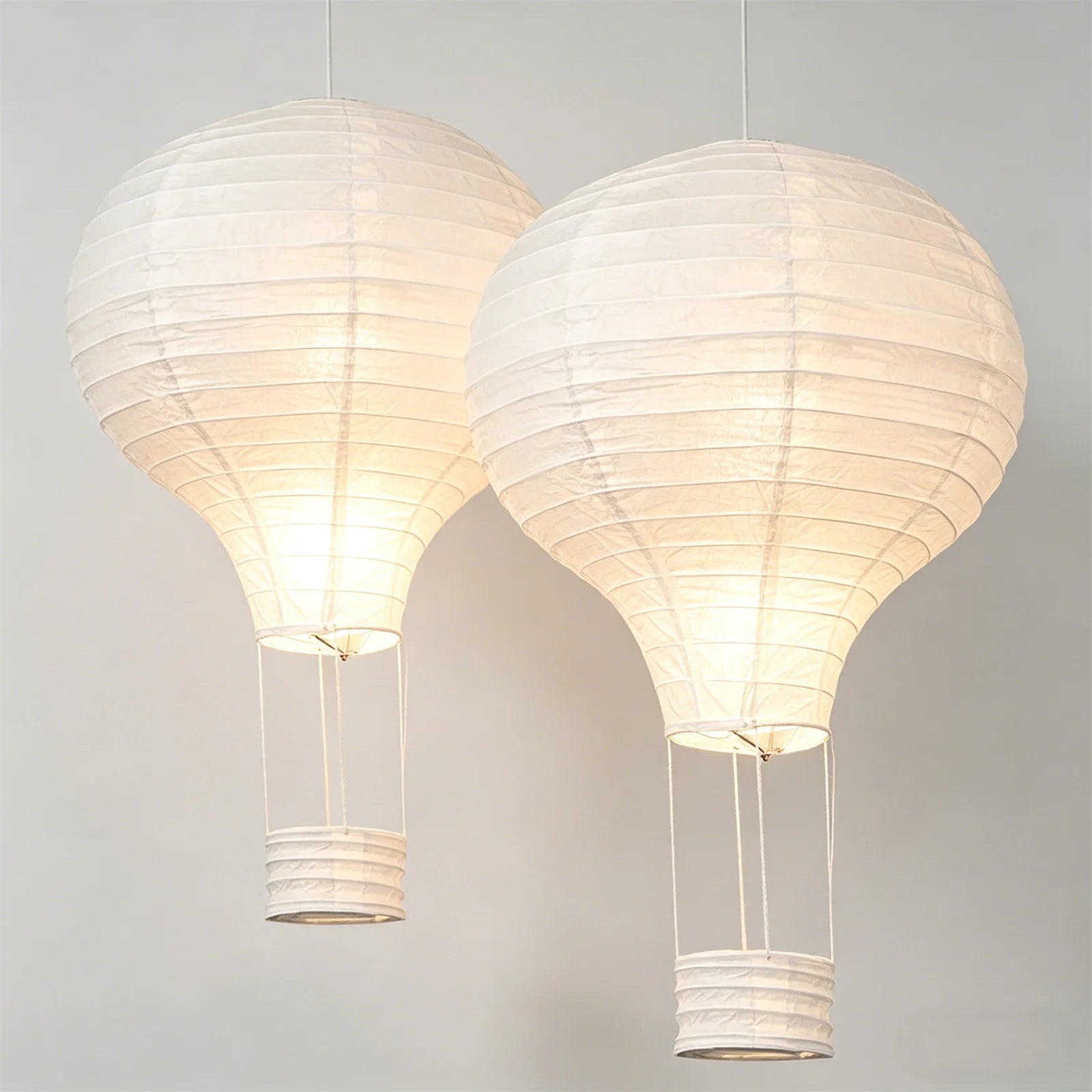 2Pcs 16" White Hot Air Balloon Paper Lantern Ceiling Light Shade for Nursery Kids Room Baby Shower Birthday Wedding Party Decor