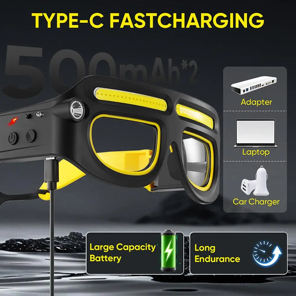 Upgrade LED Glasses Rechargeable Headlight Glasses For Outdoor Cycling and Night Fishing with 5 Modes