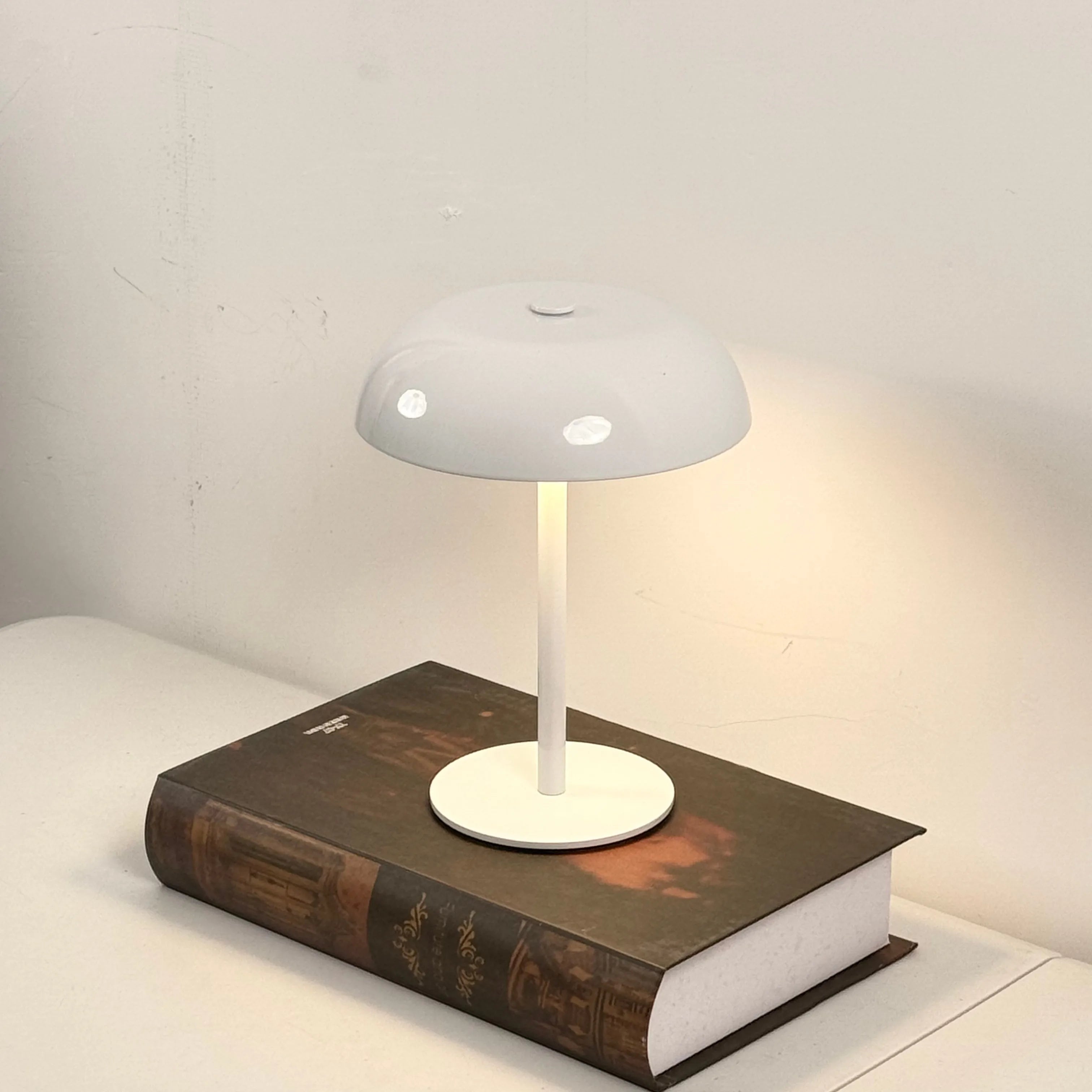 Mushroom Table Lamp, Touch Control 3-Color Dimmable LED Desk Light, Cordless  Rechargeable Eye-Caring Bedside Lamp, Moder