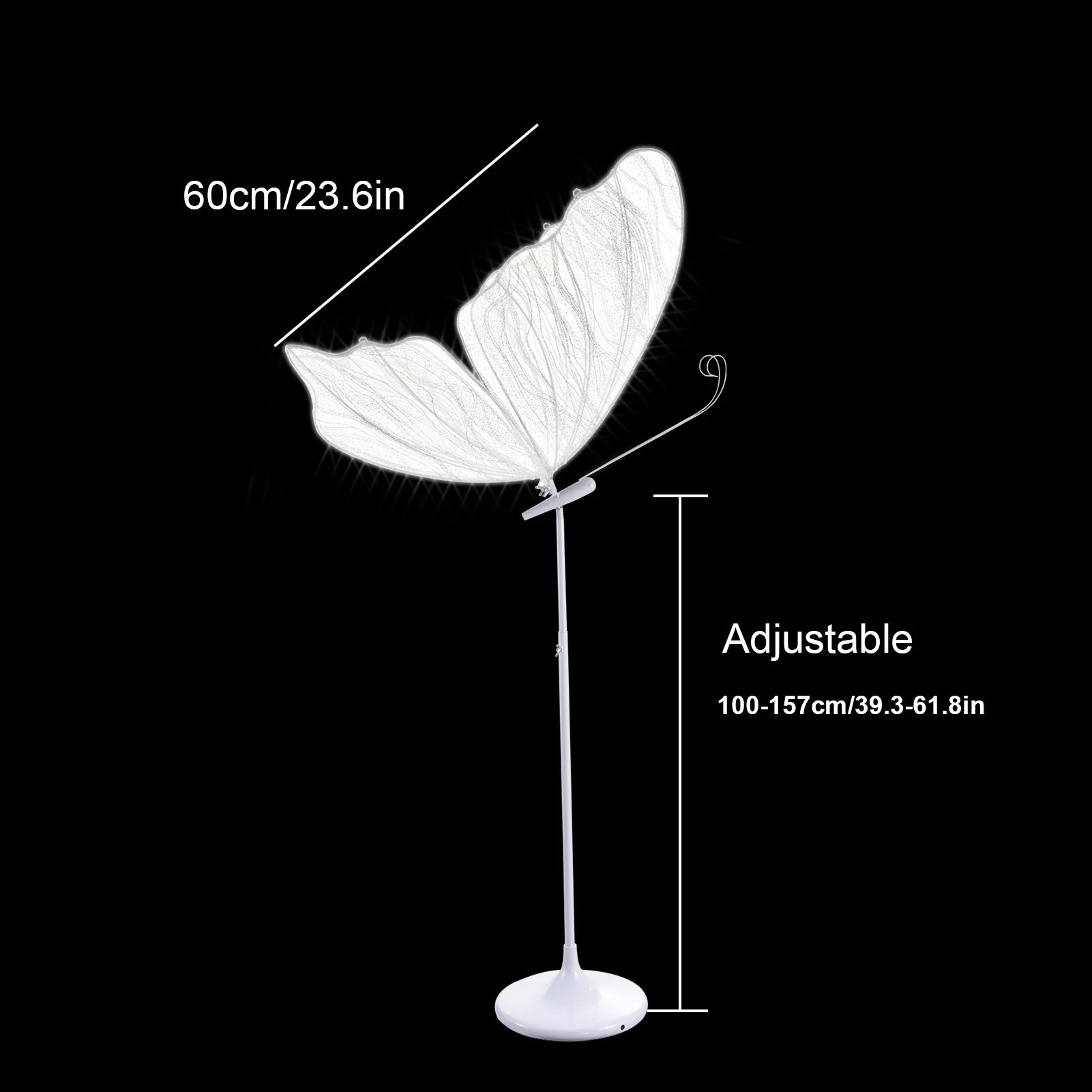 2Pack 55.1-70.8 Inches (Adjustable) Butterfly Floor Lamp, Wedding LED Floor Lamps - Wedding Romantic Hanging Decoration Lights Fixture, Butterfly Ceiling Light for Wedding, Party, Christmas, Adjustable Height Creative Props