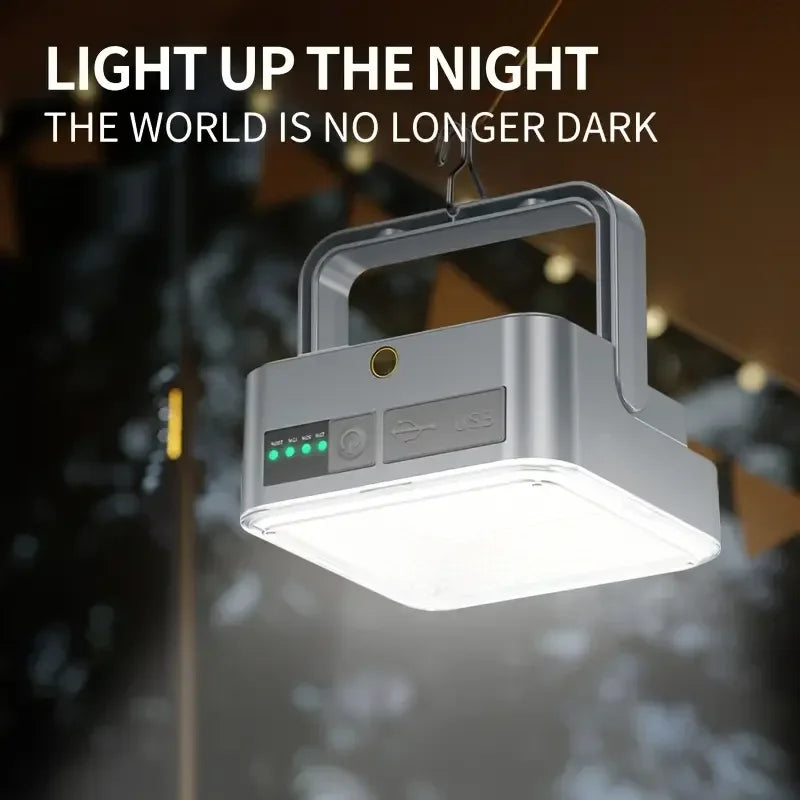 Outdoor Portable LED Camping Light Solar Charging 4000mah Large Capacity Power Bank Intelligent Display Portable Hanging Light