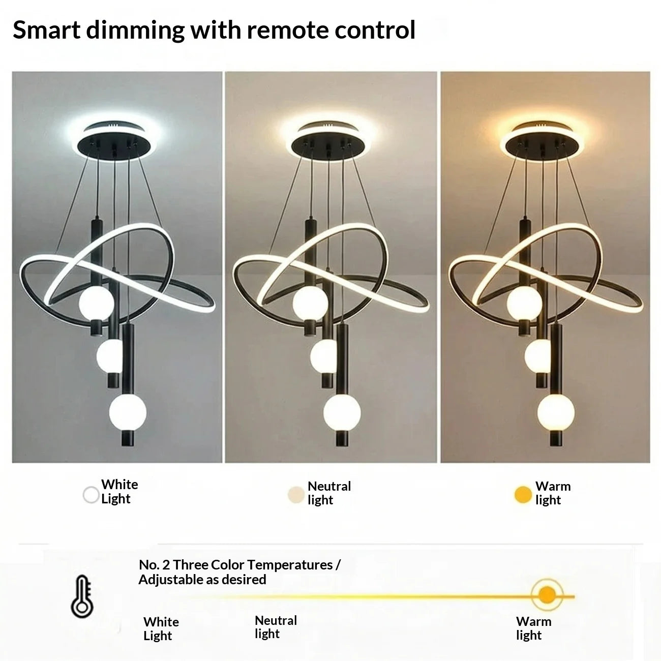 Lollipop-Shaped LED Pendant Light, with Three Adjustable Light Colors, Remote Control/Switch Operation, and Adjustable Height; Ideal for Above Dining Tables, in Bedrooms, and More