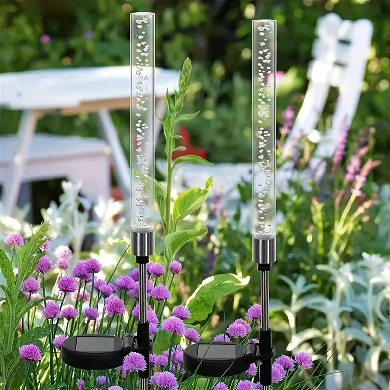 Color-Changing Solar Lights] 1pc Solar Garden Lights | Color Changing RGB Bubble Bar Solar Path Lights for Outdoor, Lawn,