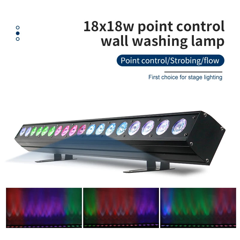 18x18W RGBWA UV 6-in-1 LED Pixel Control Wall Washer Light Bar DMX512 Single Independent Control DJ Disco Lights