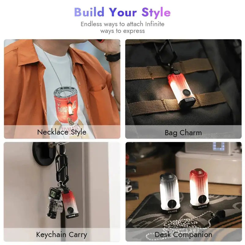 WUBEN E2 PULSE Mini EDC Keychain Light 150Lumens Ultra-Light Portable Flashlight With Magnetic Necklace For Fashion Accessories
