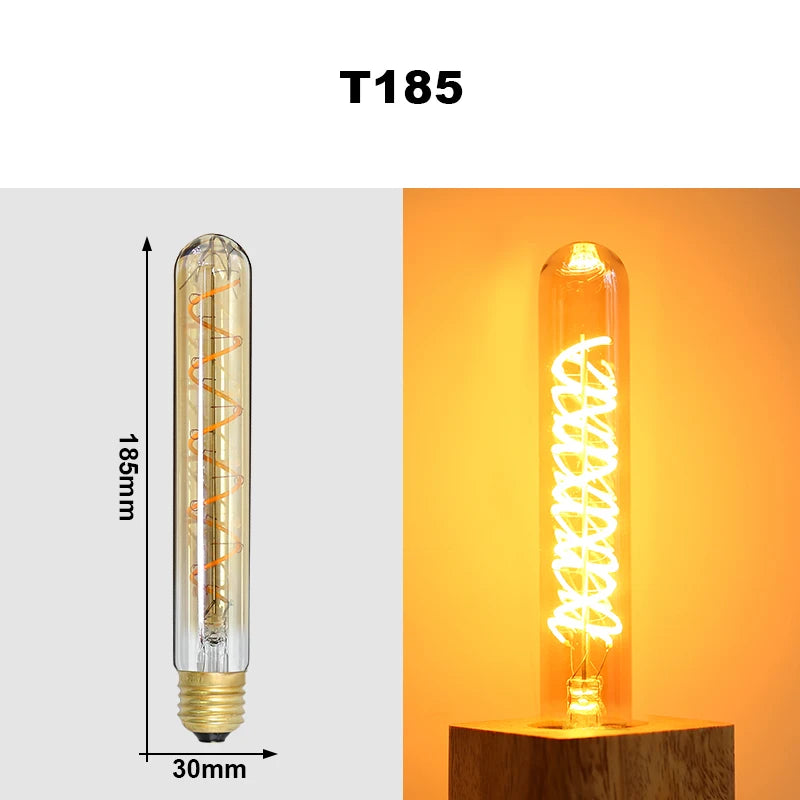 E27 LED Filament Light Bulb 220V 4W A60 ST64 T45 T185 G80 G95 G125 Retro Vintage Ampoules LED Edison Lamp Spiral Bulb For Home