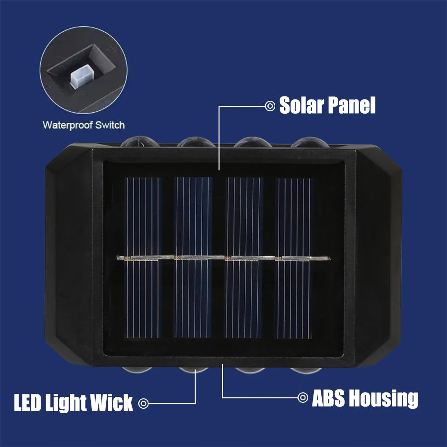 Solar Wall Light Outdoor,Waterproof LED Garden Fence Lamp,Solar Powered Wall Mount Decorative Lighting,Street Patio Landscape