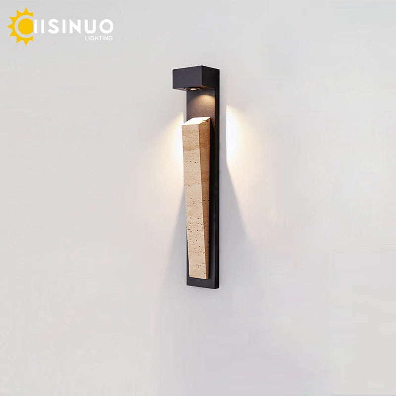 Waterproof Outdoor Wall Light Natural Stone Exterior IP65 Weather-Resistant Lighting for Garden Porch Balcony Villa & Patio Deco
