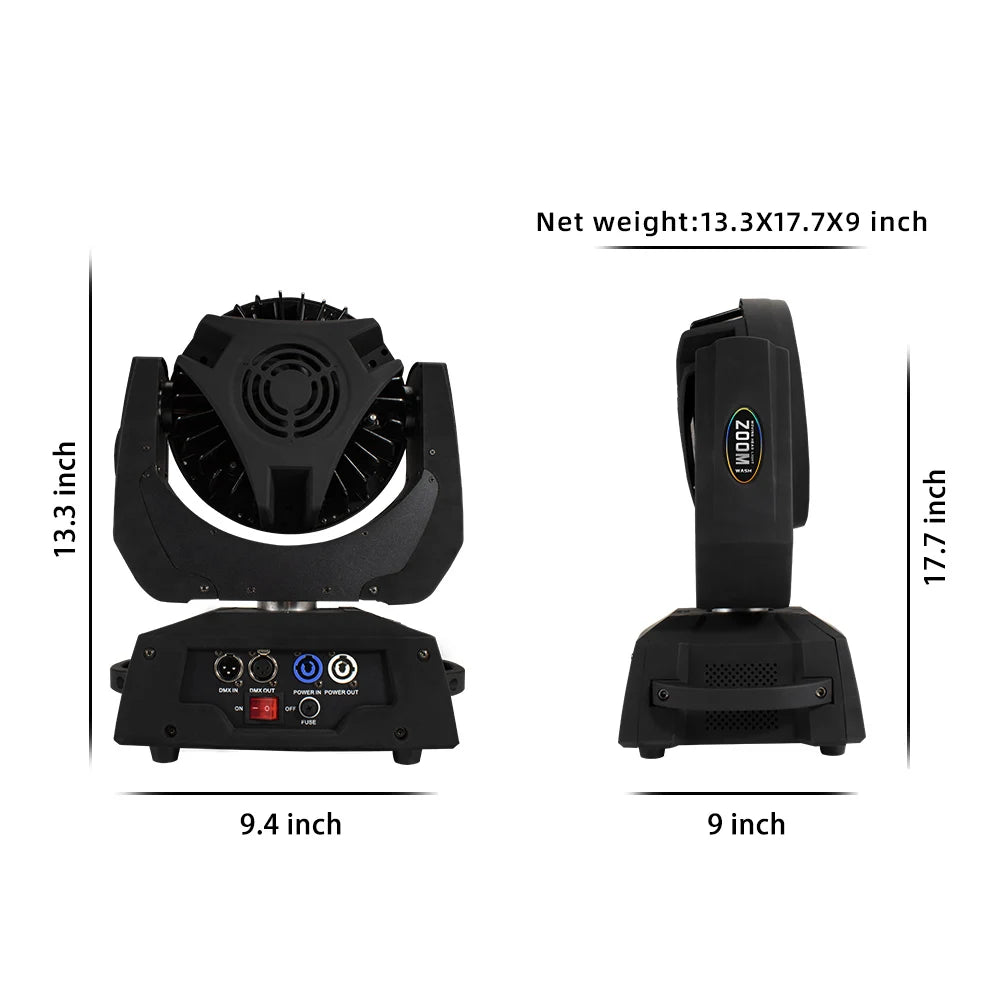 SHEHDS LED Zoom Wash RGBWA+UV 36x18W Moving Head Wash Light DMX512 for Disco Party Nightclub Wedding Church Christmas