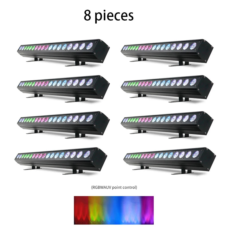18x18W RGBWA UV 6-in-1 LED Pixel Control Wall Washer Light Bar DMX512 Single Independent Control DJ Disco Lights