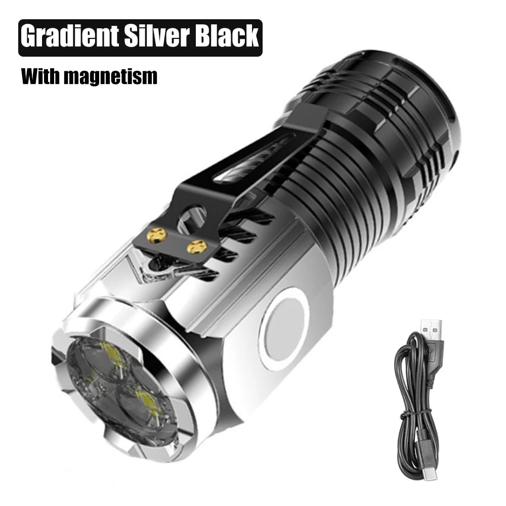3*LED Powerful Portable Ultra Bright Mini Torch Rechargeable Waterproof Cap Clip Flashlight for Outdoor Camping Emergency