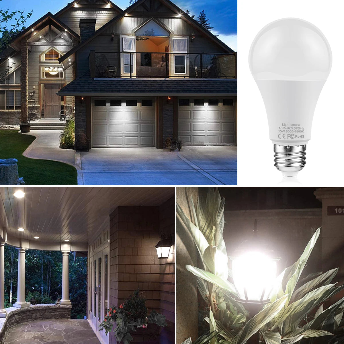 15W E27 LED Light Control Sensor Bulb 110V 220V Auto Dusk ON Dawn OFF LED Lamp Day Night Light For Garden Porch Outdoor Lighting