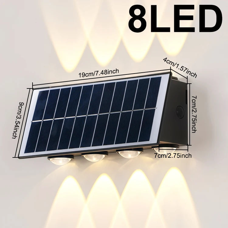 Modern Outdoor Solar Wall Lamp Waterproof IP65 Upper and Lower Lighting Exterior Wall Lamp Garden Balcony Corridor LED Wall Lamp
