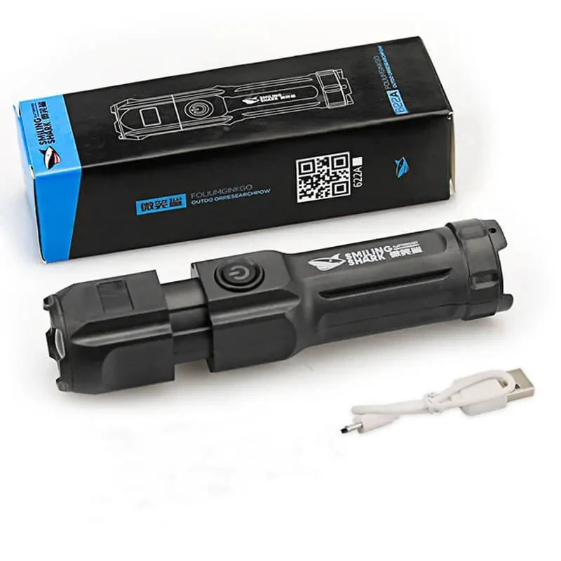 Powerful LED Flashlight with Telescopic Zoom Strong Light Tactical Torch Portable Long-Range Flood Camping Spotlight