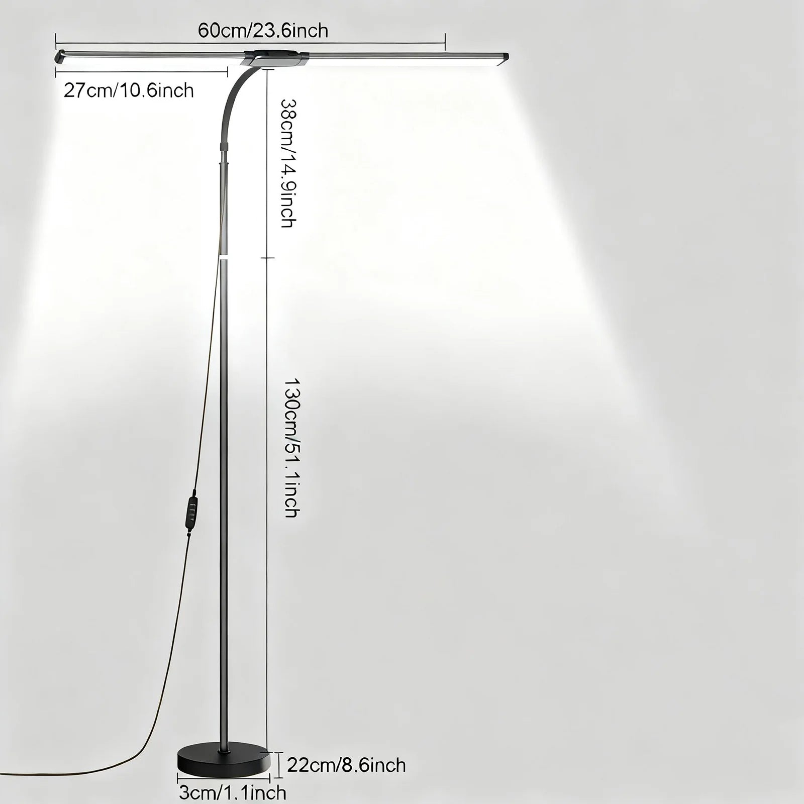 Modern LED Floor Lamp 3 Color Modes 8 Brightness Adjustable Flexible Gooseneck USB Standing Lamp for Living Room Reading Study Workbench