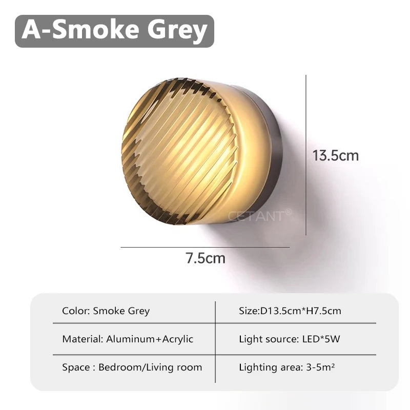 Modern LED Wall Lamp Living Room Amber Jelly Decor Wall Sconces  Corridor Study Dining Room  Home Decoration Smokey Grey Fixture