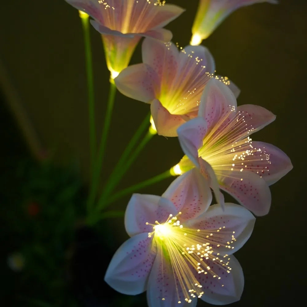 Solar Lily Flower Garden Stake Lights, Warm White IP65 Waterproof  Pathway Lights for Wedding Party Outdoor Patio Yard Decor