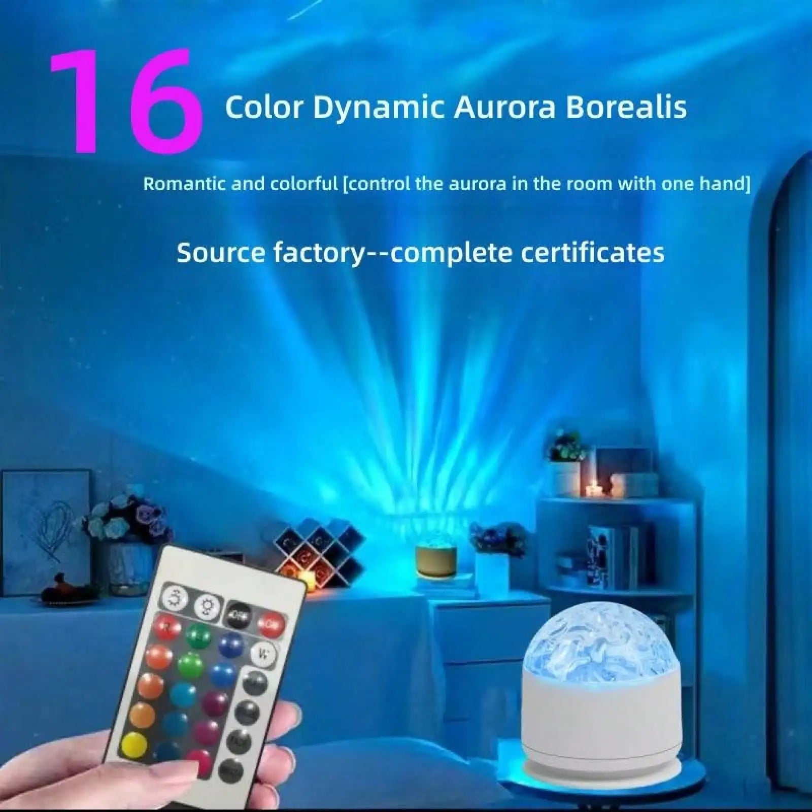 Romantic Water Ripple Light 16 Colors Ocean Wave Projector Remote 30 Modes 3D Aurora Glow Diamond Cut Design For Living Space Bedroom Bar Restaurant