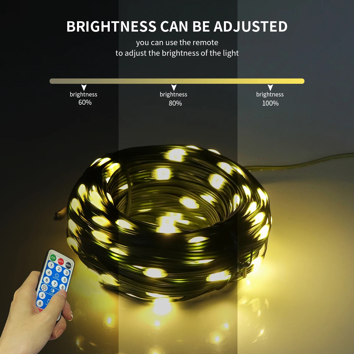 50M 100M Large Solar Panel LED Solar String Lights Fairy Garland Lights Outdoor Backyard Garden Holiday Christmas Party Decor