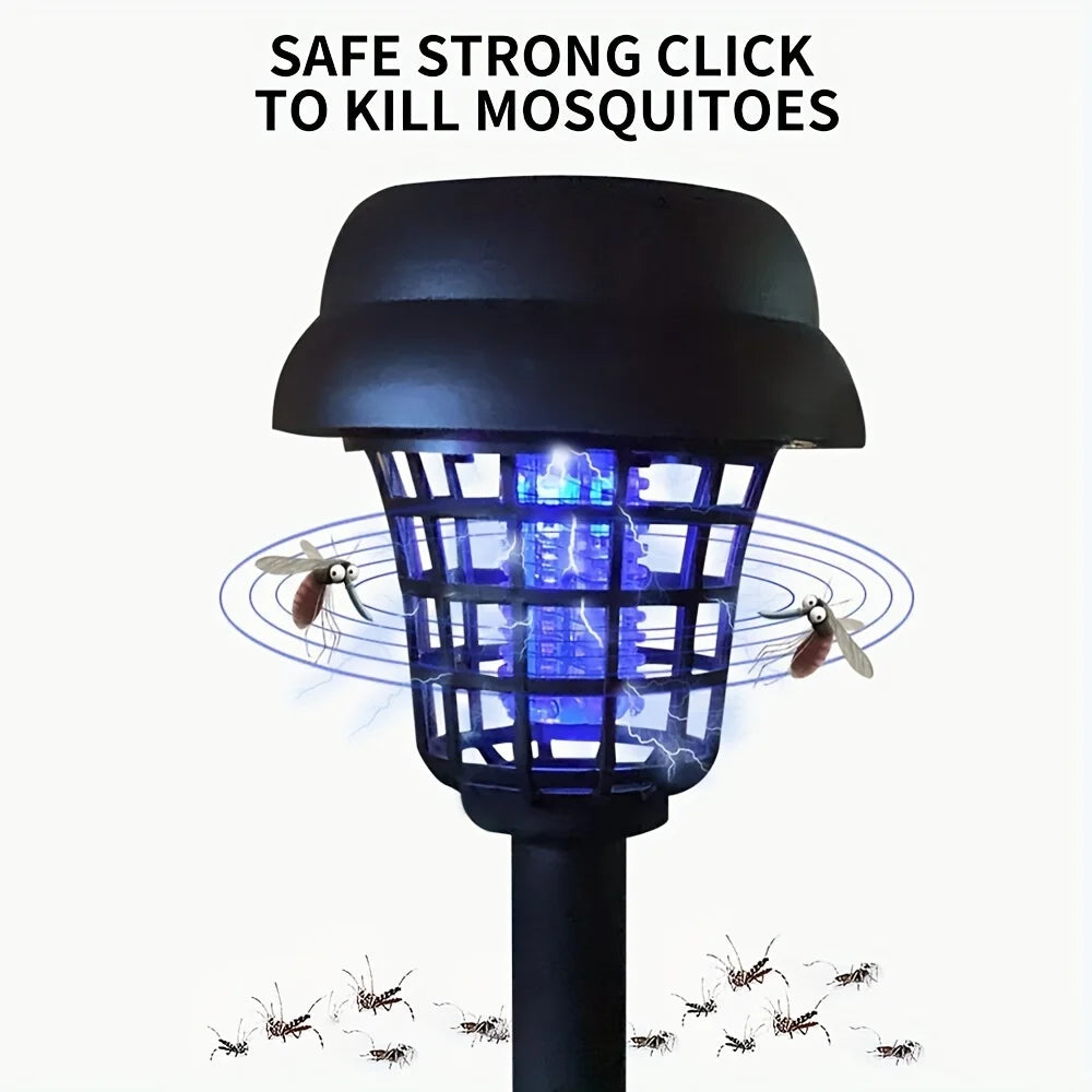 2pcs, Solar Mosquito Killer Lamp,Garden Fly Trap Lamp,Yard Mosquito Trap Electric Shock Insect Killing Mosquito Repellent Lamp