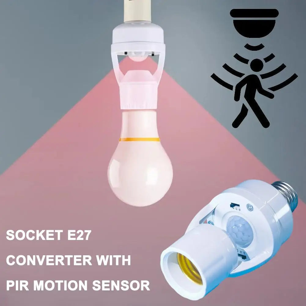 Motion Sensor Light Socket E26 Screw Bulb Adapter Adjustable Auto On/Off Night Light Control For Basement Storage Room Garage