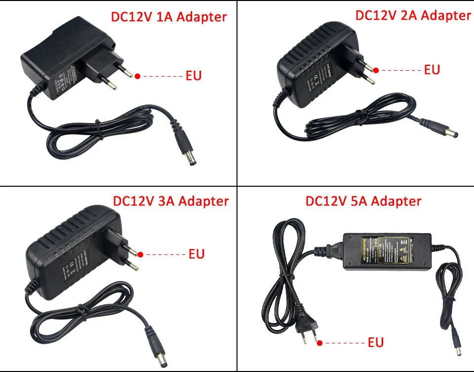 12V LED Adapter AC 100V-240V to DC 12V Transformer 1A 2A 3A Electronic Power Supply Converter LED Driver For LED Strips Light EU
