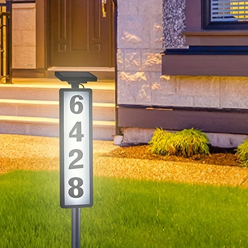 Solar-Powered Door Sign Lights, Ground-Insert Lawn Lights, No Wiring Required, Automatically Light up at Night, Eye-Catching Address Signs, Suitable for Homes, Mailboxes, Factories, and Commercial Areas, Outdoor Christmas Gar