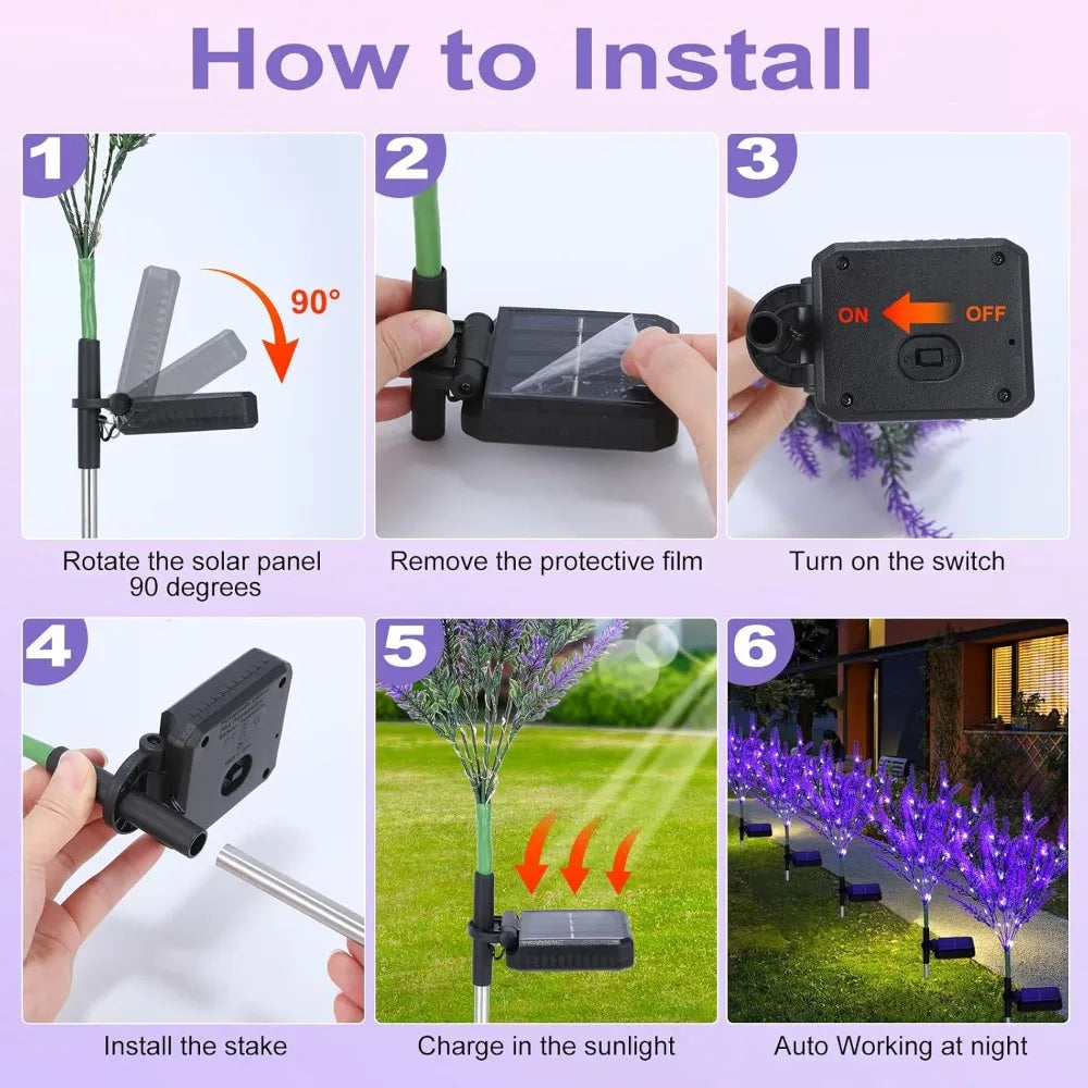 Solar Lavender Light Courtyard Light Suitable for Outdoor Garden Decoration Wind Swing Light Ground Insertion Lawn Light