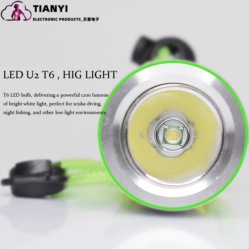 1100 Lumen Diving Flashlight Bright Submarine Light Scuba Safety Lights Waterproof Underwater Torch Outdoor