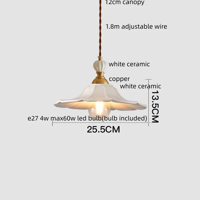 IWHD Home Decor LED Pendant Light Fixtures Bedroom Hallway Living Room Nordic Modern Leaf Ceramic Copper Socket Hang Lamp Lampen