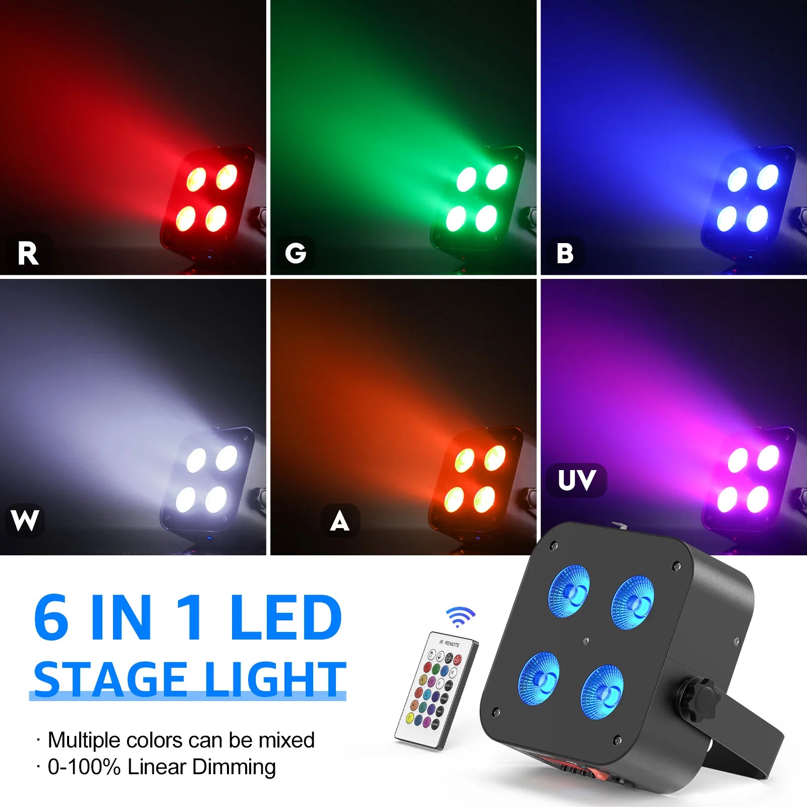 U'King 8Pcs 4X18W RGBWAUV LED Par Lights Rechargeable Battery Powered Stage Light DMX512 Uplights For Wedding Party KTV Bar Show