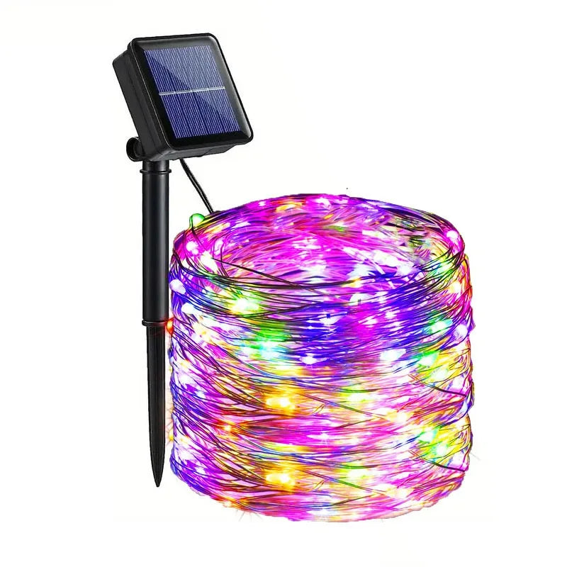 Solar Light RGB Light String Waterproof Outdoor Courtyard Light Garden Party Tree Fence Decoration Atmosphere Light Festival