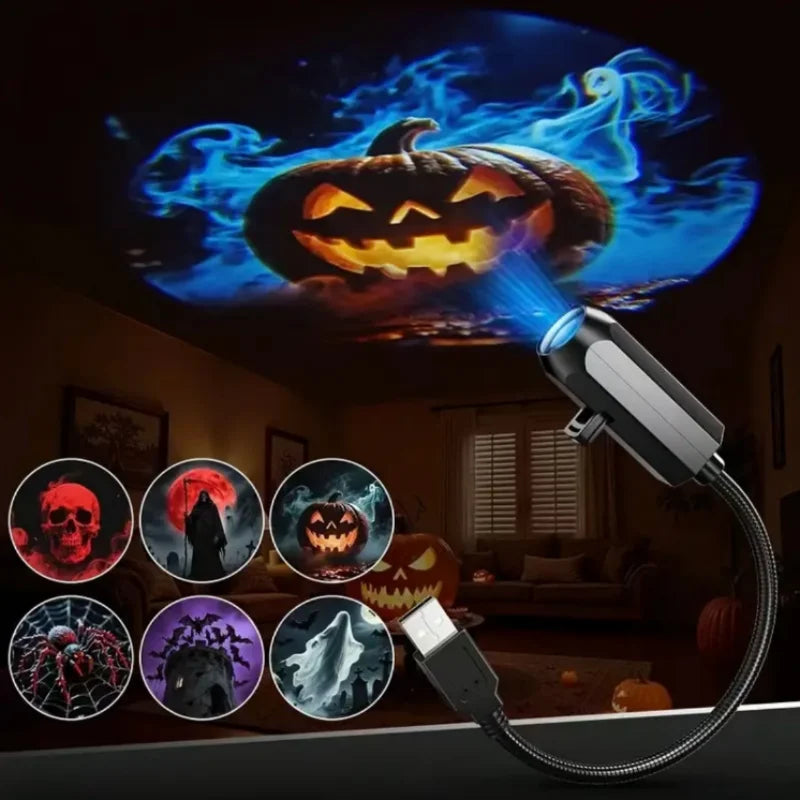 LED USB Projector Light 3/6pcs Projection Patterns - Adjustable USB Night Light for Halloween Christmas Decorations