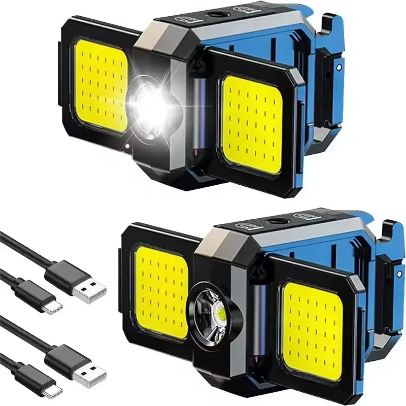 Flashlight Mini Keychain Light COB Work Light USB Rechargeable Lamp with 90° Foldable Side Lights Super Bright Portable Lanterns