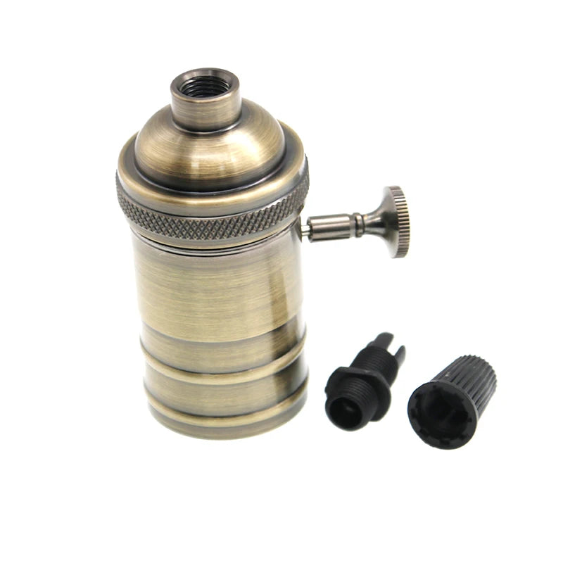 E27 Lamp Base  DIY Lampholder With Switch Edison Vintage Lighting Screw Socket Antique Brass Lamp Holder Fixture
