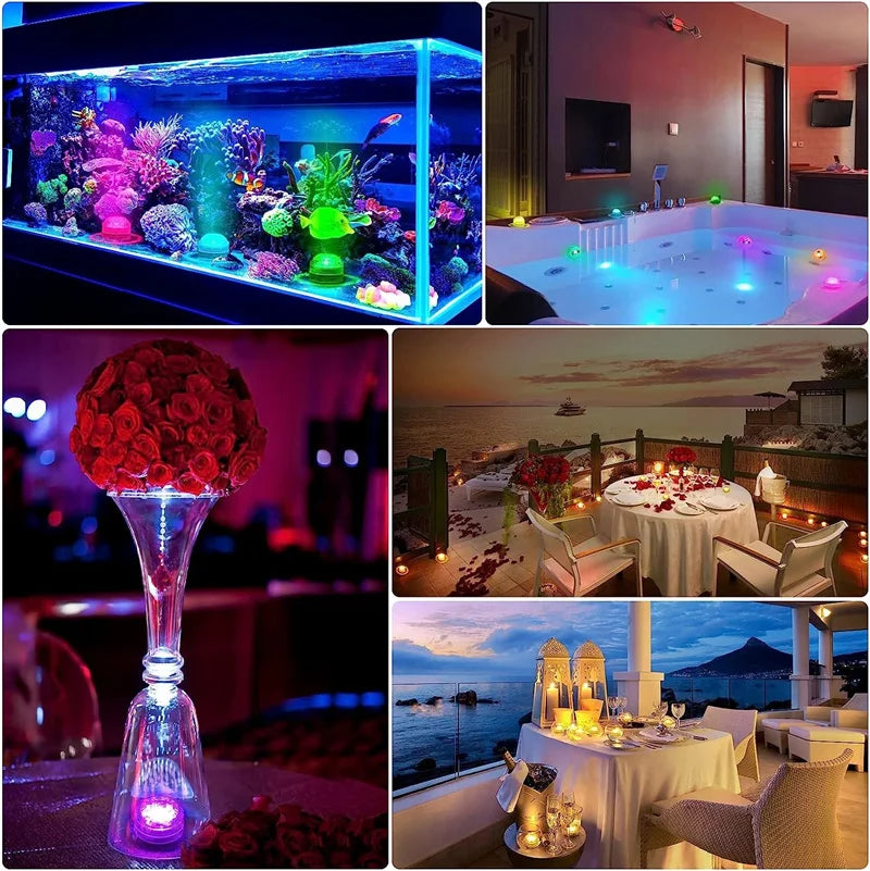 RGB Submersible Lights Remote Control Underwater Led Light Battery Operated Night Lamp For Halloween Vase Wedding Party Decor