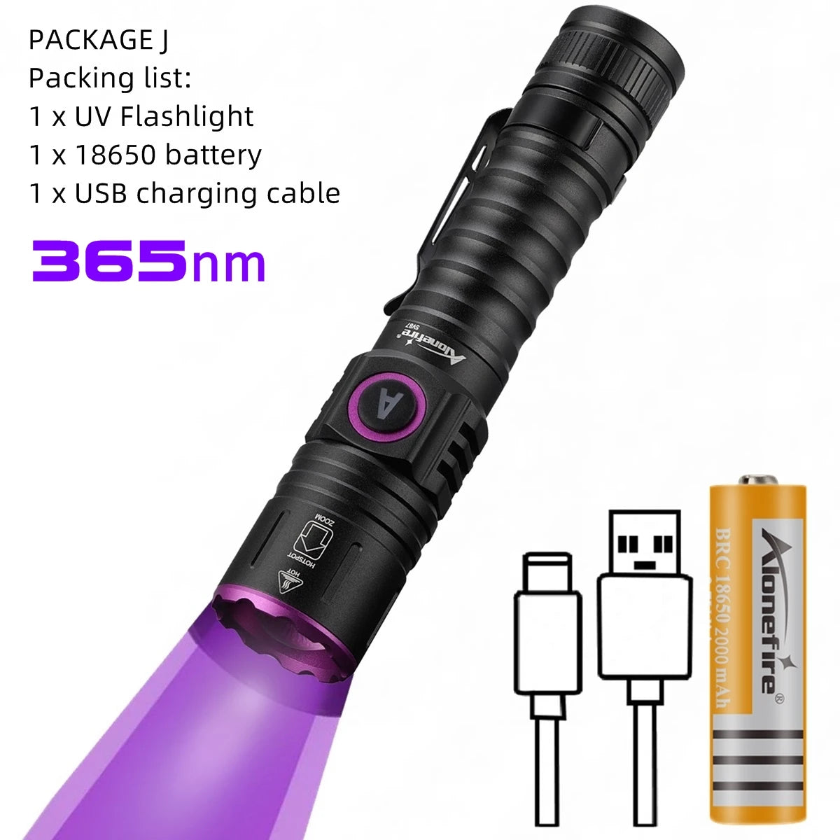 Zoom UV 365nm/395nm LED Flashlight High Bright Nail Beauty Cat Dog Urine Tinea Ore Money Invisible Marker Scorpion Torch Light