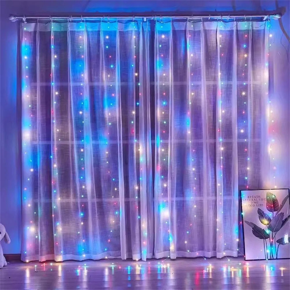 3M 6M USB LED Curtain 8 Modes Light with Remote Wedding Bedroom Living Room Ramadan Decorations EID Mubarak Valentine's Day 2026